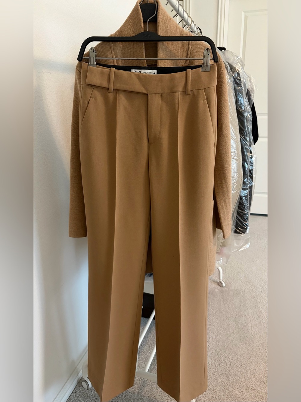 NWOT Zara Structured Dress Pants Taupe Brown Sz X-Small